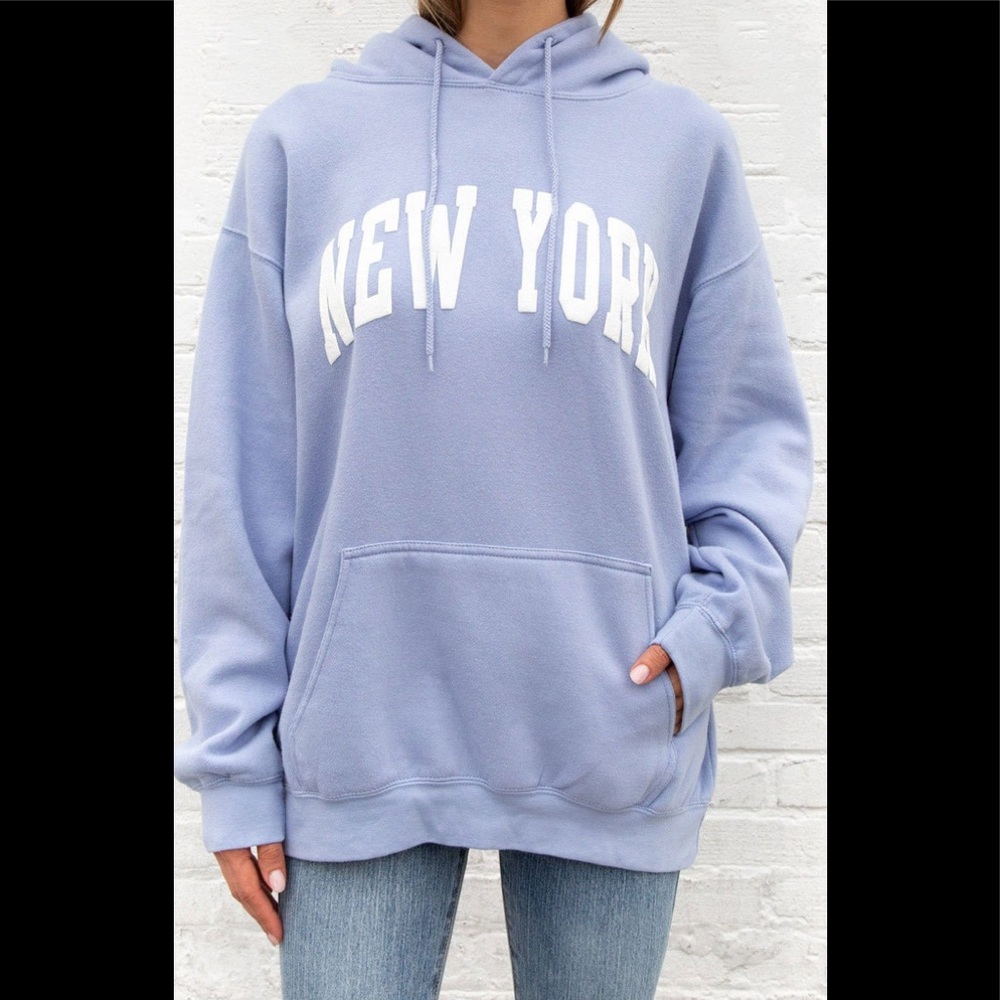 Brandy melville blue oversized Christy New York hoodie